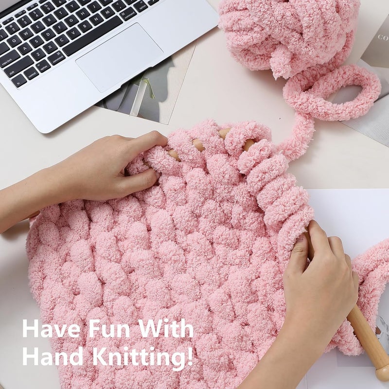 Cozyful خيوط سميكة للحياكة اليدوية - خيوط شنيلا سميكة #10، خيوط سميكة كبيرة لجعل الكروشيه، خيوط بطانية سميكة للغاية، 8 كرات (25 ياردة 8 أونصات لكل كرة)، وردي - Image 5